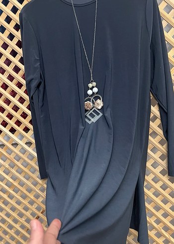 Zincir Detaylı Siyah Uzun Kollu Bohem Tunik 1/2 beden - Görsel 5