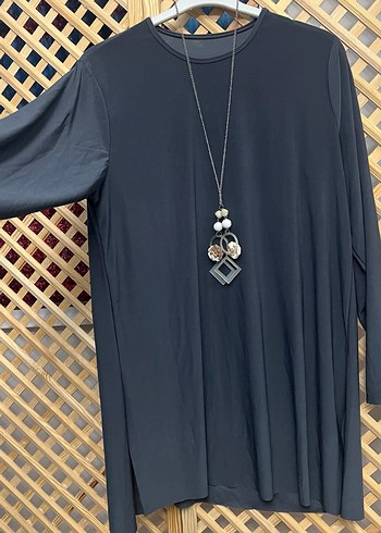 Zincir Detaylı Siyah Uzun Kollu Bohem Tunik 1/2 beden - Görsel 2