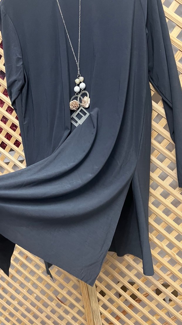 Zincir Detaylı Siyah Uzun Kollu Bohem Tunik 1/2 beden - Görsel 4