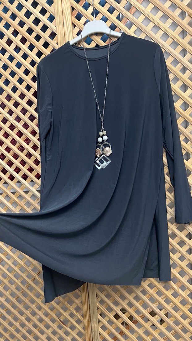 Zincir Detaylı Siyah Uzun Kollu Bohem Tunik 1/2 beden - Görsel 3