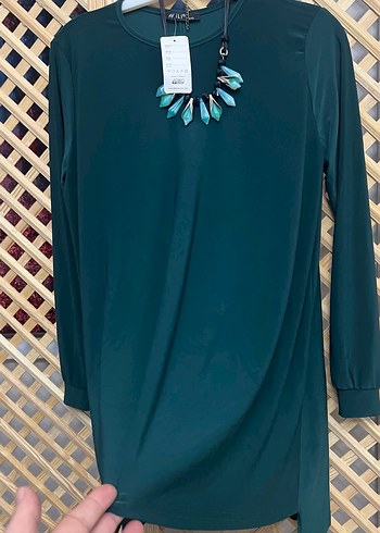 Zincir Detaylı Uzun Kollu Turkuaz Tunik 42/44/46/48 - Görsel 5