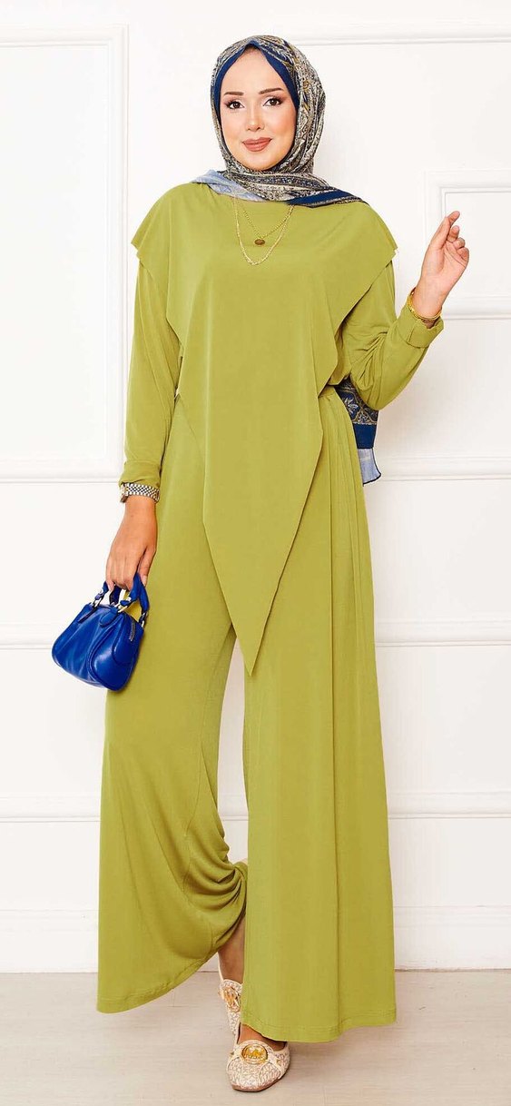 Kadın Uzun Salaş Haki ikili takım - Görsel 3