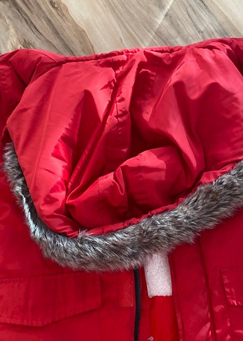 Kürklü Kapüşonlu Kırmızı Erkek Çocuk Mont - Görsel 4