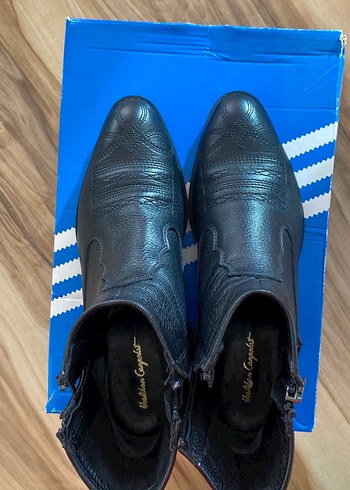 Siyah Deri Kadın Topuklu Bot - Görsel 6