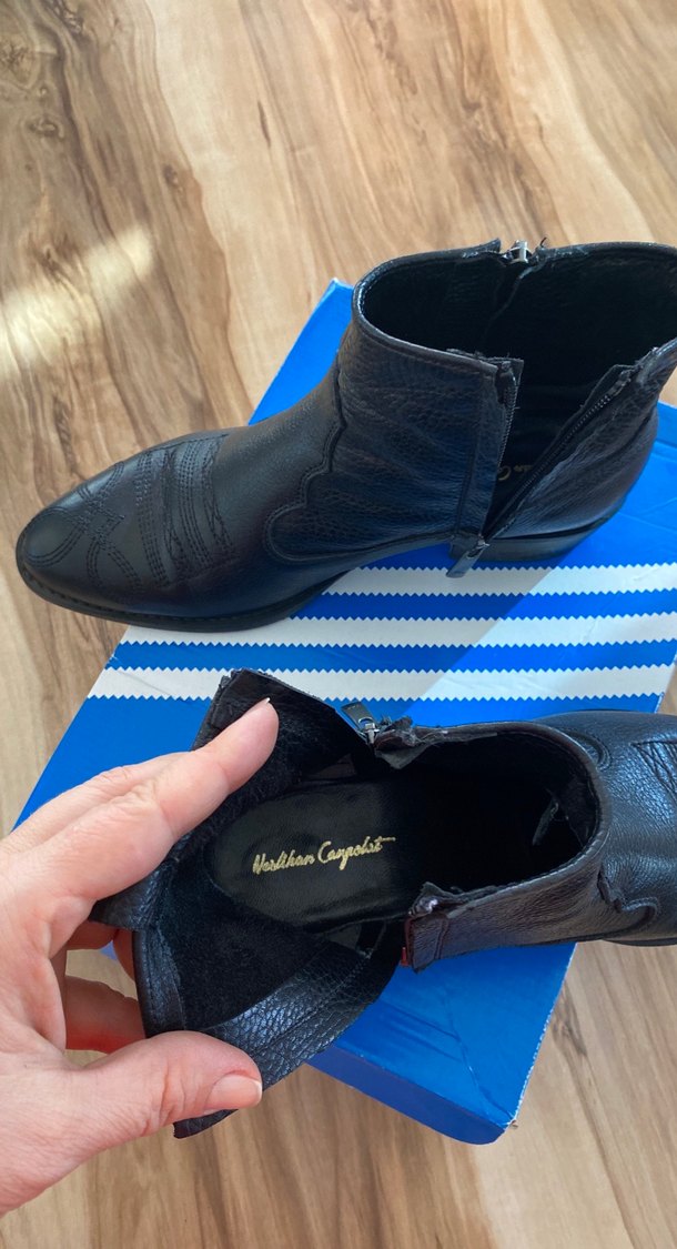 Siyah Deri Kadın Topuklu Bot - Görsel 4