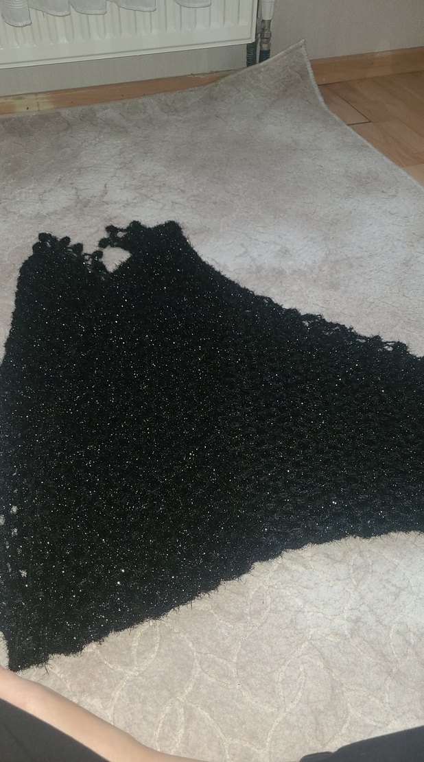 Siyah Örgü Kadın şal - Görsel 2