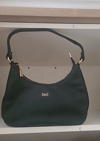İnci Siyah Deri Tokalı Kadın Çanta - Görsel 2
