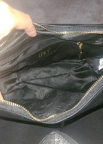 İnci Siyah Deri Tokalı Kadın Çanta - Görsel 4