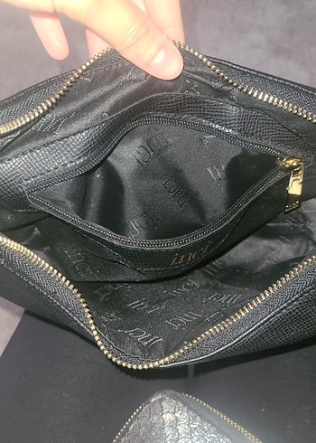 İnci Siyah Deri Tokalı Kadın Çanta - Görsel 5