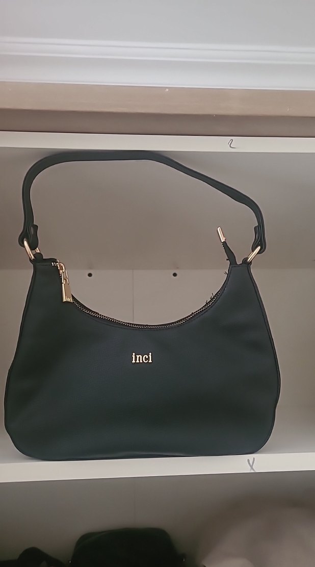 İnci Siyah Deri Tokalı Kadın Çanta - Görsel 2