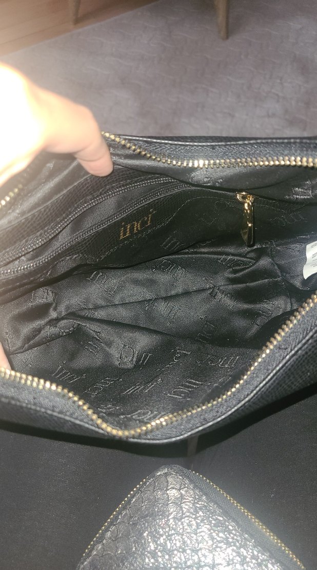 İnci Siyah Deri Tokalı Kadın Çanta - Görsel 4