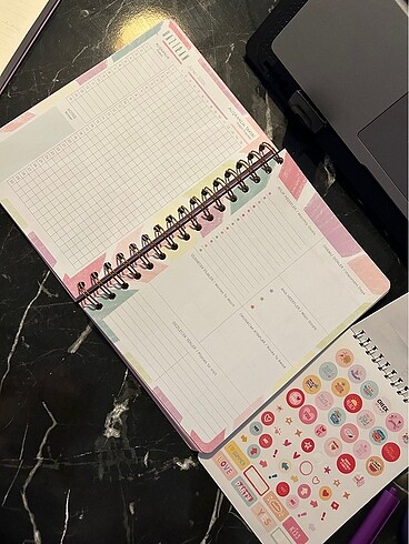 Matte notebook sticker book ve A5 ajanda haftalık