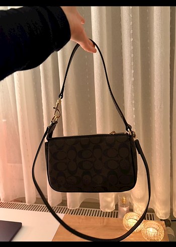 Siyah Deri Coach Kadın Mini Çanta - Görsel 2