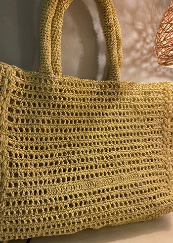 Örgü Bej Bohem Kadın Çanta - Görsel 3
