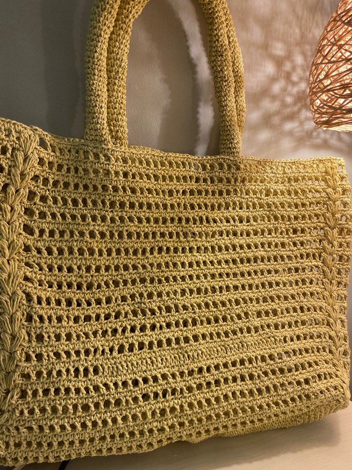 Örgü Bej Bohem Kadın Çanta - Görsel 3