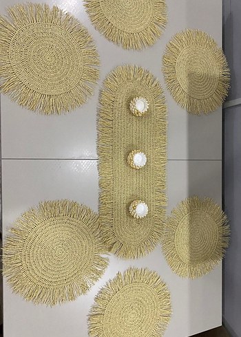 Bohem Tarzı Hasır Masa ve Bardak Altlıkları Seti - Görsel 4