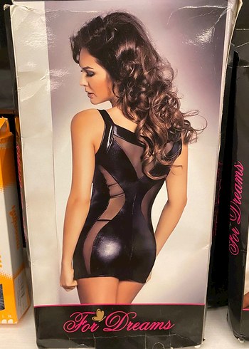 Siyah Gotik Mini Askılı Kadın Gecelik - Görsel 2