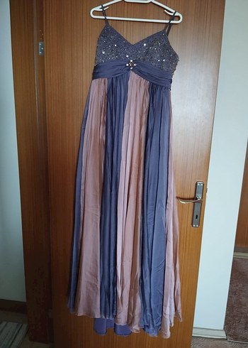 Bohem Çok Renkli Uzun Drapeli Abiye Elbise - Görsel 2