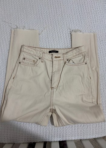 Bej Kadın Normal Kesim Kot Pantolon