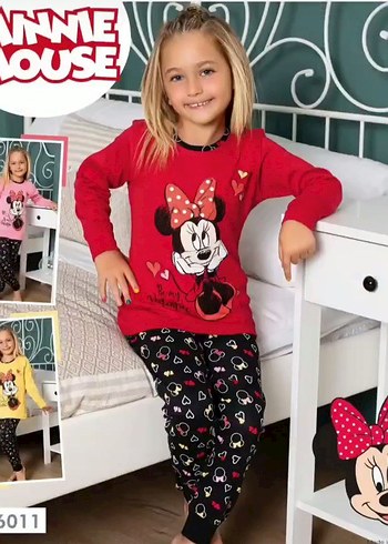 Zara Uzun Kollu Pembe Minnie Mouse Pijama Takımı