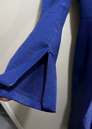 Tafta Kumaş Tarlatanlı Yüksek Yaka Uzun ve Kemerli Abiye Elbise - Görsel 7