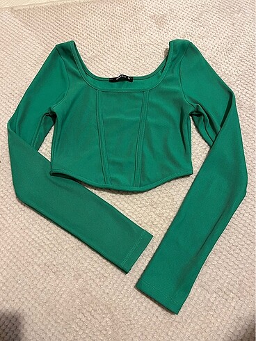 Kare yaka korse model uzun kollu crop body