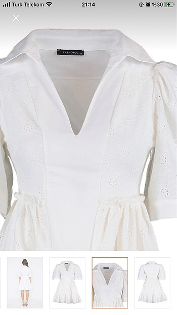 38 Beden Beyaz dokuma elbise