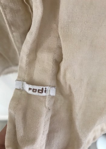 l Beden Bej Keten Kadın Gömlek Uzun Kollu