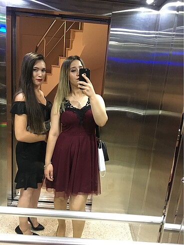 Diğer Bordo simli elbise