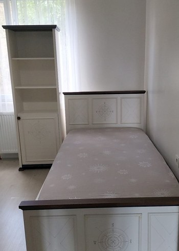 New joy ocean marka Beyaz ve Gri Çocuk Yatağı ve Kitaplık