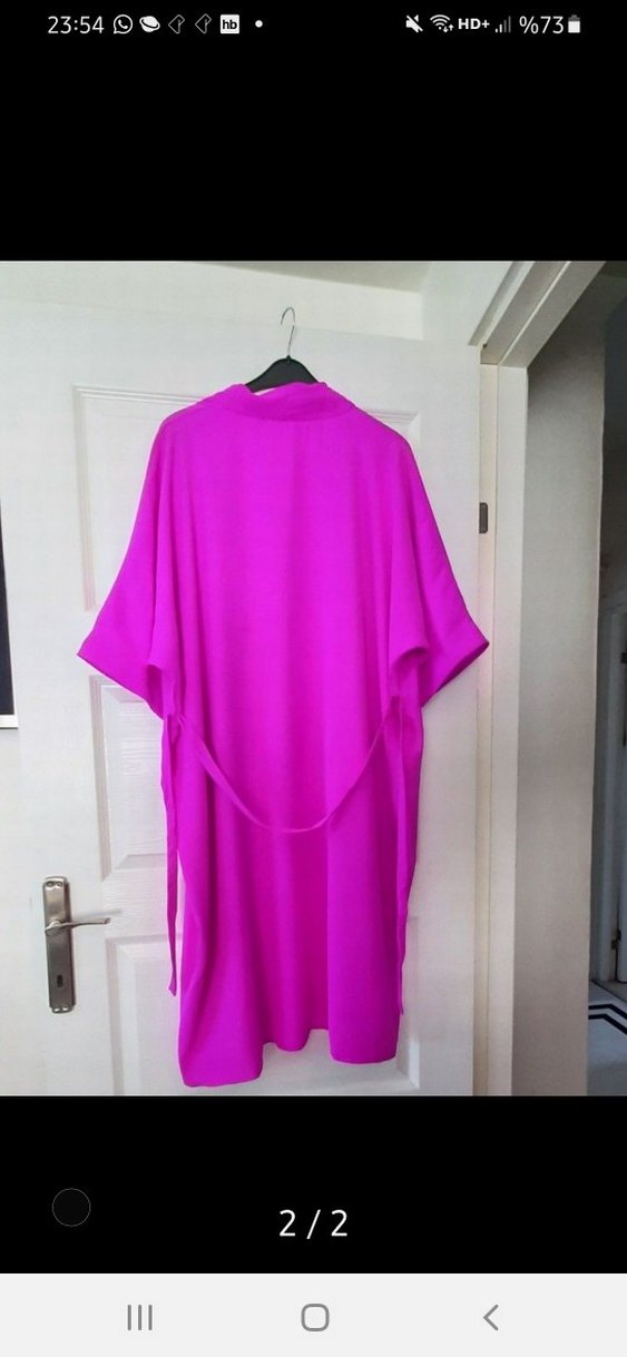 Pembe Uzun Salaş Kadın kimono - Görsel 2