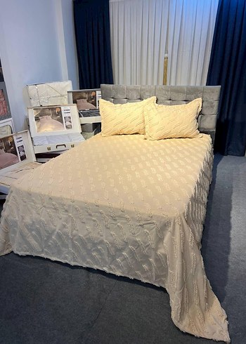 Nakışlı Beyaz Gri Yatak Örtüsü - Görsel 15