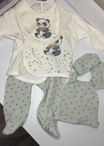 Gri Desenli Bebek Erkek Örgü Takım