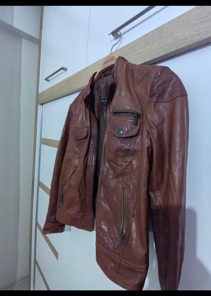 Kahverengi Deri Ceket - Görsel 2