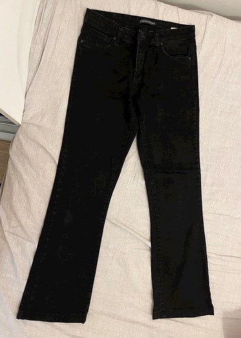 Siyah Boru Paça Kadın Denim Pantolon