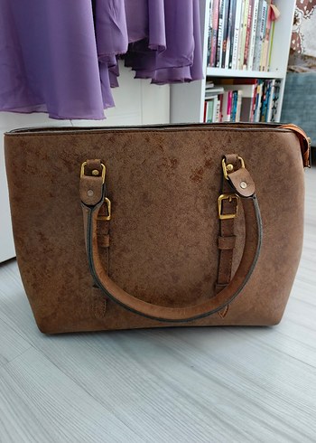 Zara Kahverengi Vintage Deri Kadın Çanta