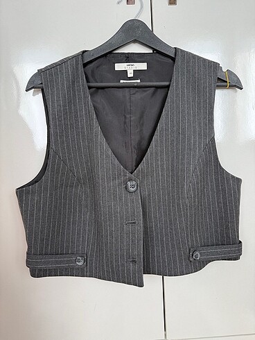 40 Beden gri Renk Koton Marka crop Yelek