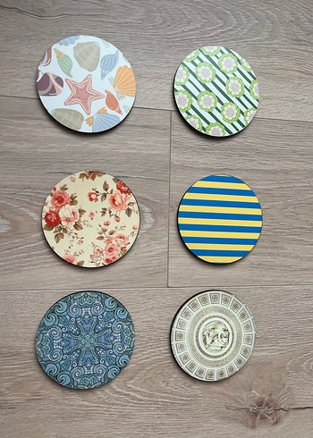 Çiçek ve Desenli Renkli Bardak Altlıkları - Görsel 4