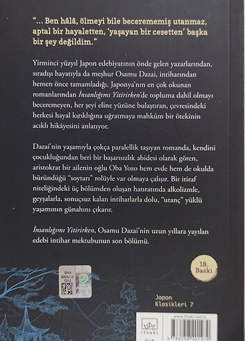 İNSANLIĞIMI YİTİRİRKEN OSAMU DAZAİ YENİ SIFIR ORJİNAL KİTAP