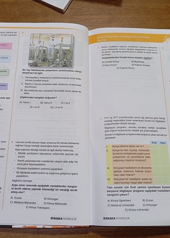 TYT KİMYA SORU BANKASI BAŞKA YAYINLARI YENİ SIFIR KİTAP - Görsel 6