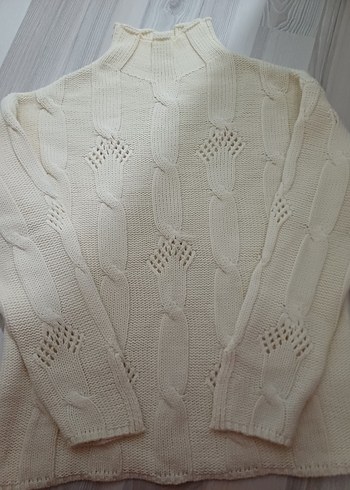 Kadın Beyaz Triko Boğazlı Kazak - Görsel 3