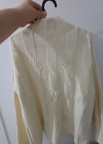 Kadın Beyaz Triko Boğazlı Kazak - Görsel 2