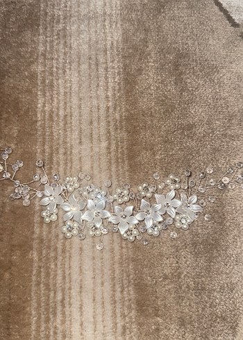 Boncuk İşlemeli Bej Bohem Saç Aksesuarı - Görsel 3