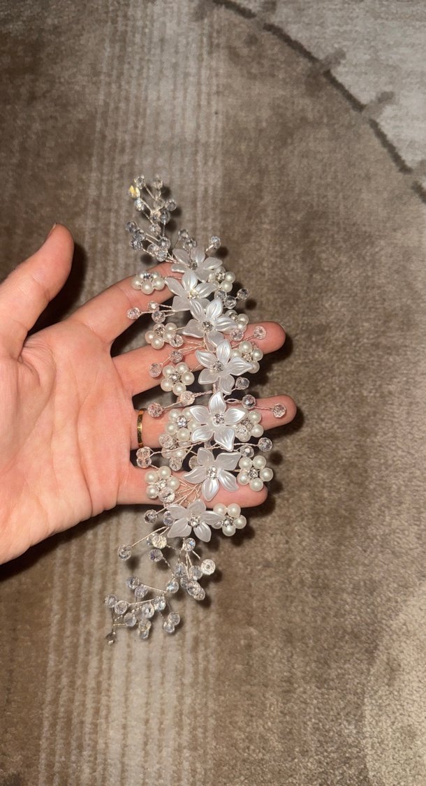 Boncuk İşlemeli Bej Bohem Saç Aksesuarı - Görsel 2