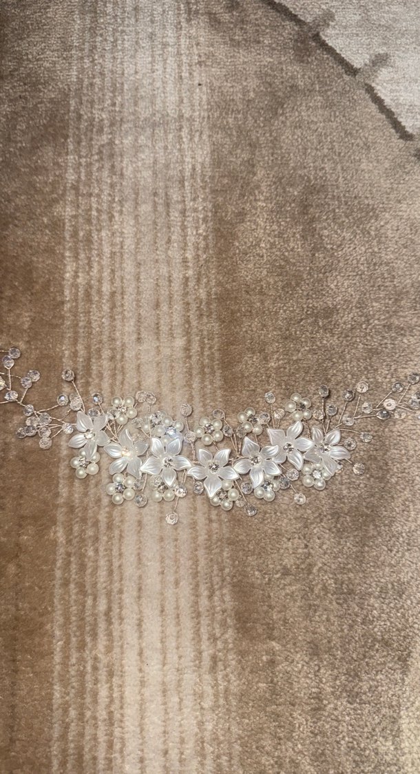 Boncuk İşlemeli Bej Bohem Saç Aksesuarı - Görsel 3