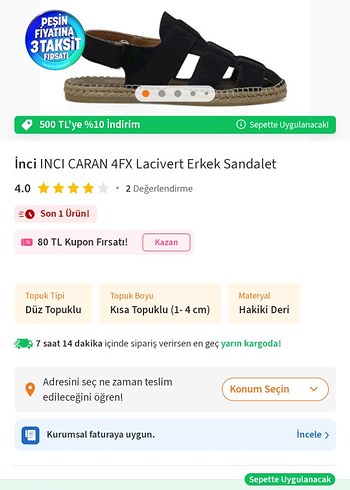 İNCİ MARKA ERKEK SANDALET (NUBUK) - Görsel 12