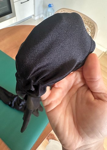Saten siyah Kadın Eldiveni - Görsel 4