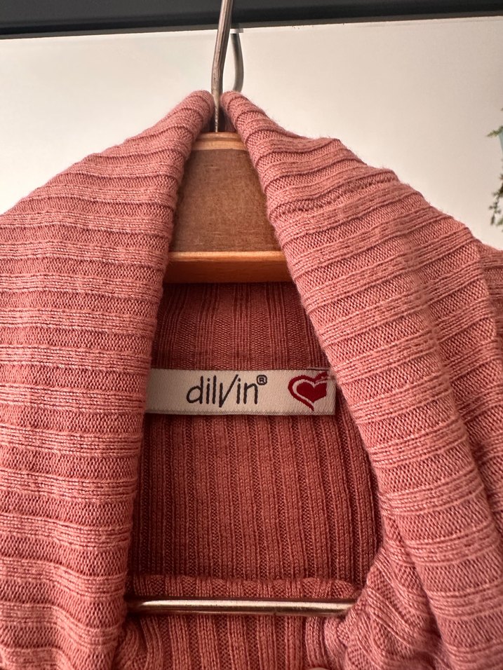 Kadın pembe -bej  Balıkçı Yaka Triko Kazak - Görsel 2