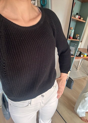 Siyah basic Triko Kadın Kazak - Görsel 2