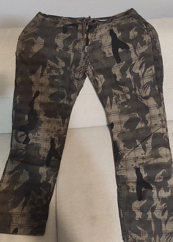 Kahverengi Kamuflaj Erkek veya bayan Pantolon size 32